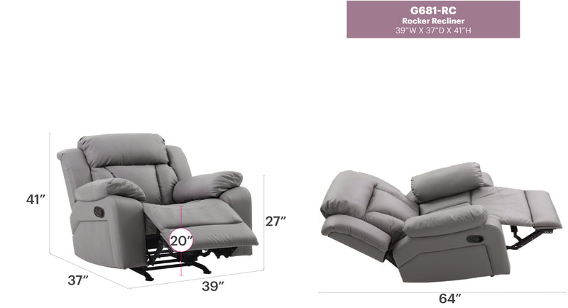 Glory Furniture Daria Black Rocker Recliner