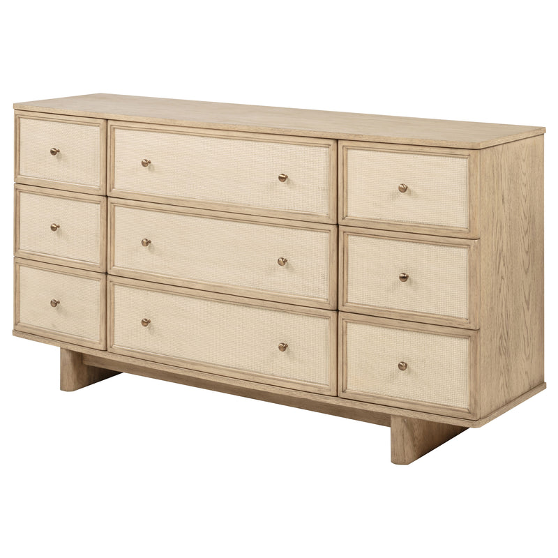 Coaster Furniture Kailani Beige Oak 9 Drawer Dresser