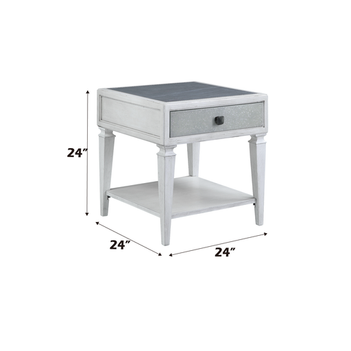 Acme Furniture Katia Rustic Gray Weathered White End Table