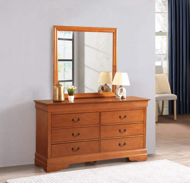 Glory Furniture Louis Phillipe Traditional Black Dresser and Mirror