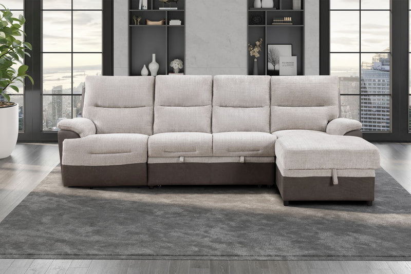 Global Furniture U3822 Beige Brown Sectional with USB