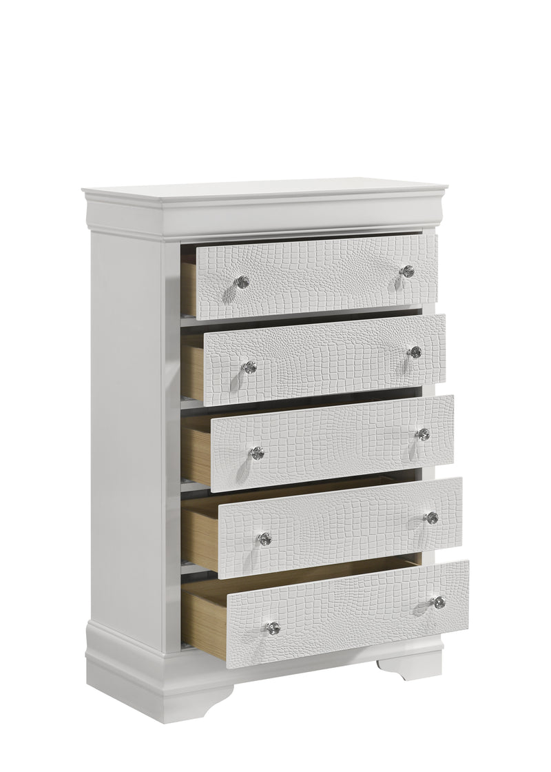 Galaxy Home Blaze White 5 Drawer Chest