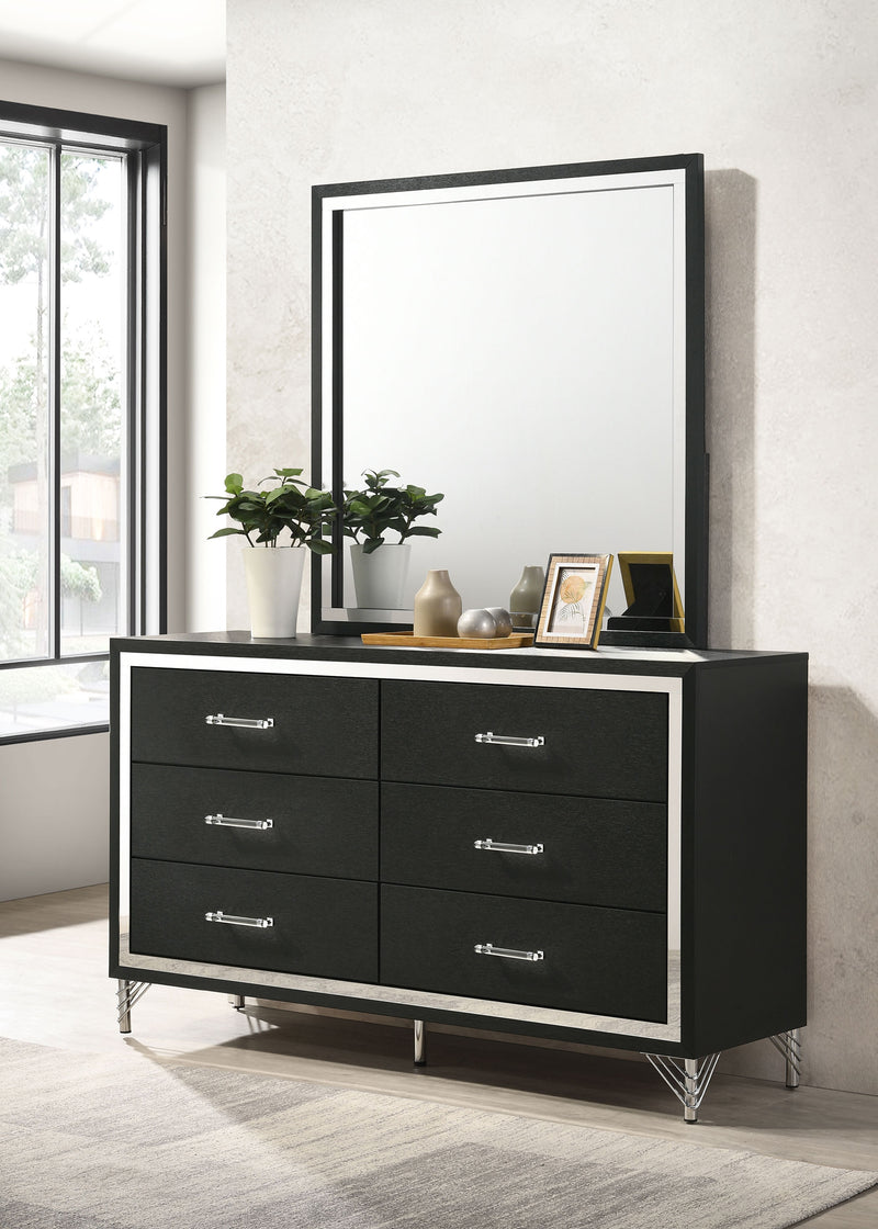Coaster Furniture Lucia Black Dresser and Mirror