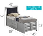 Glory Furniture Marilla Cherry Faux Leather Twin Storage Bed