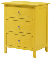 Glory Furniture Daniel Yellow 3 Drawers Nightstand
