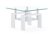 Global Furniture T648 Clear White End Table