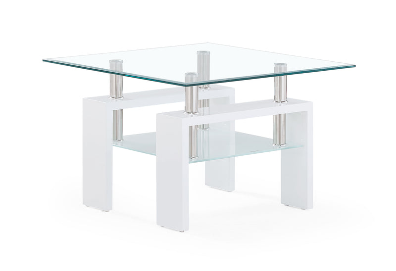 Global Furniture T648 Clear White End Table