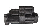 New Classic Furniture Park City Slate Gray Console Loveseat with Dual Recliners