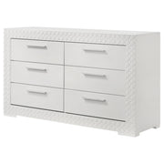 Coaster Furniture Ives White High Gloss 6 Drawer Dresser