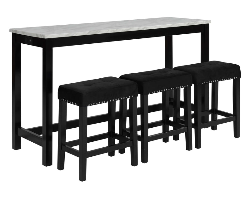 New Classic Furniture Celeste Black 4pc Theater Bar Table Set