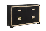 Global Furniture Blake Black Gold Dresser And Mirror