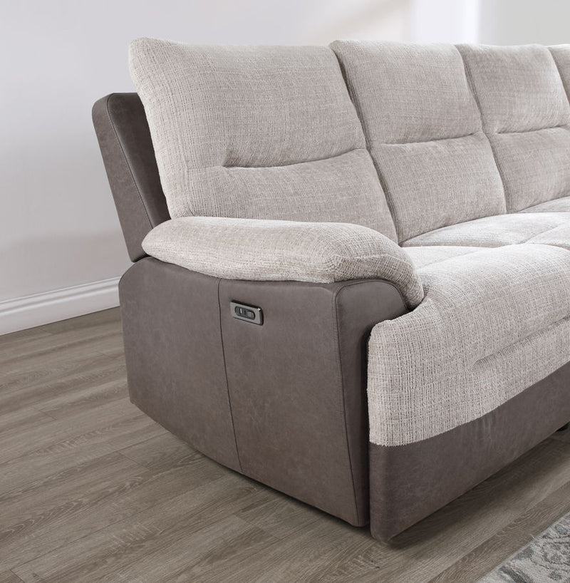 Global Furniture U3822 Beige Brown Sectional with USB