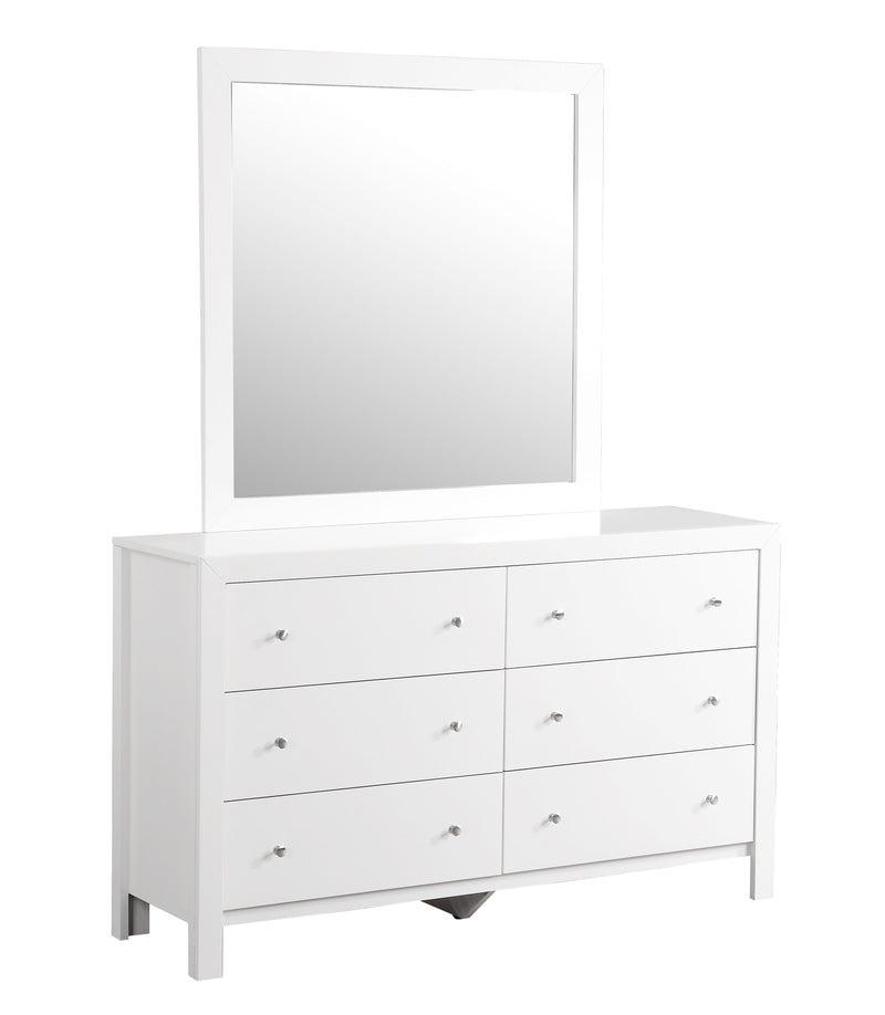 Glory Furniture Burlington White Dresser and Mirror