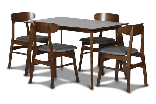 New Classic Furniture Morocco Walnut Brown Light Gray 5pc Dining Room Set