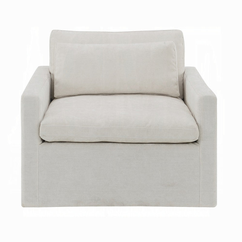 Acme Furniture Frederick Ivory Swivel Chair with Pillow