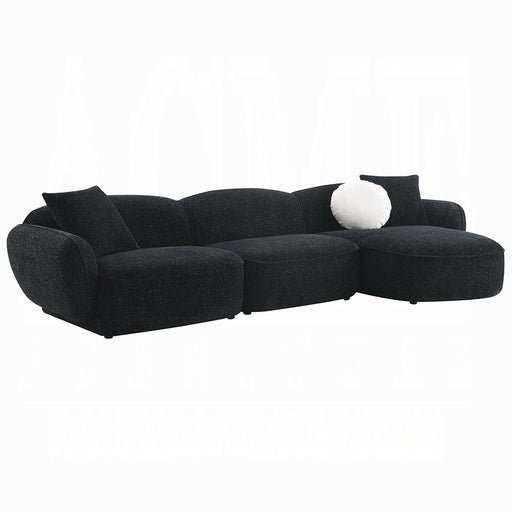 Acme Furniture Lucifer Black Sectional Sofa with 3 Pillows