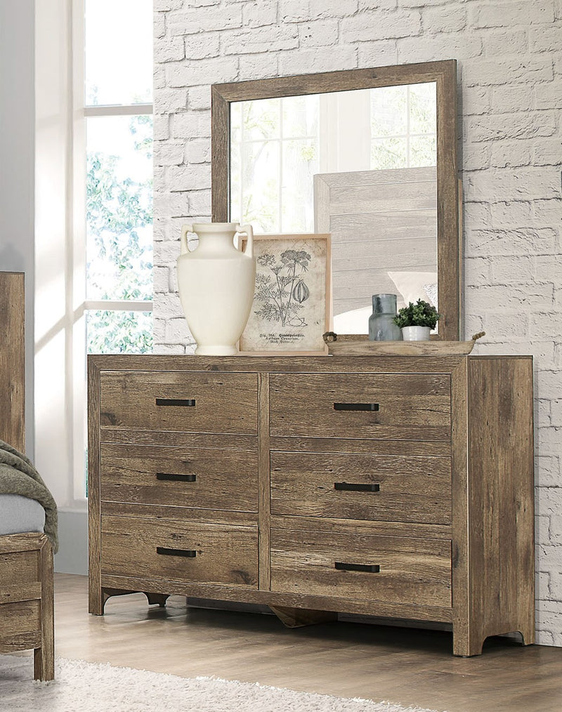 Home Elegance Mandan Brown Natural Dresser And Mirror