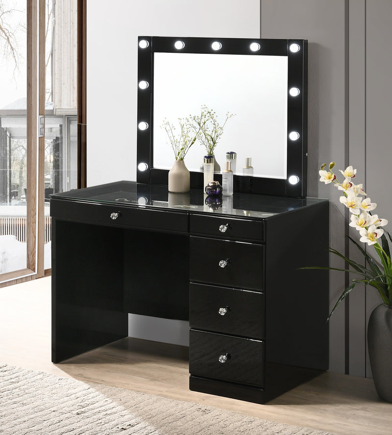 Crown Mark Morgan Black Vanity Desk And Mirror