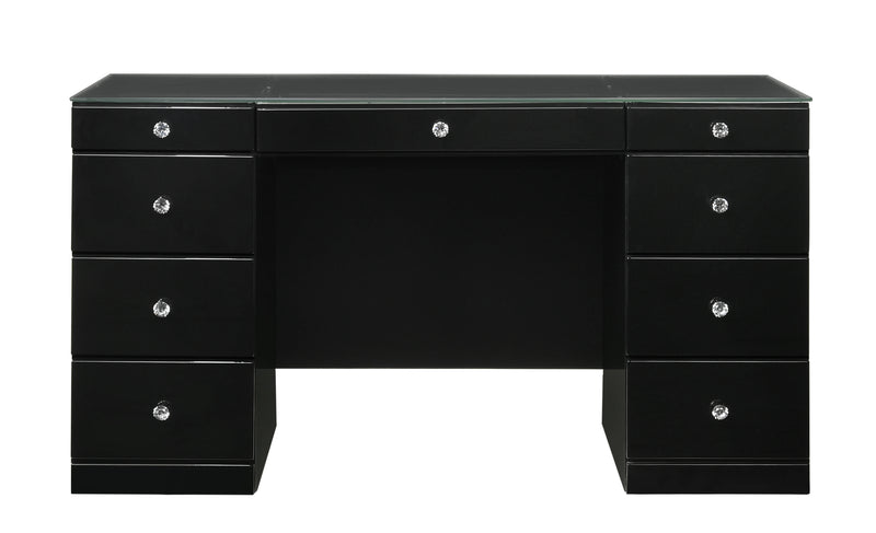 Crown Mark Avery Black Vanity Desk and Mirror