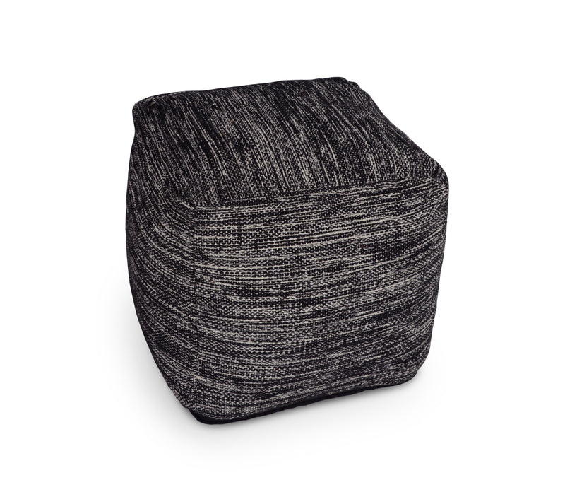 Steve Silver Omari Black Square Handwoven Woolen Pouf