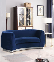 Meridian Furniture Julian Grey Velvet Chrome Loveseat