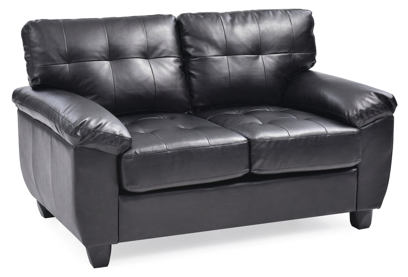 Glory Furniture Gallant Black Faux Leather Loveseat