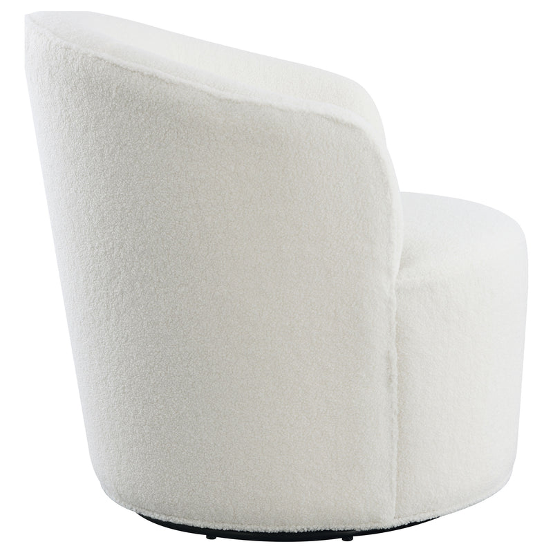 Coaster Furniture Joyce White Upholstered Swivel Barrel Chair