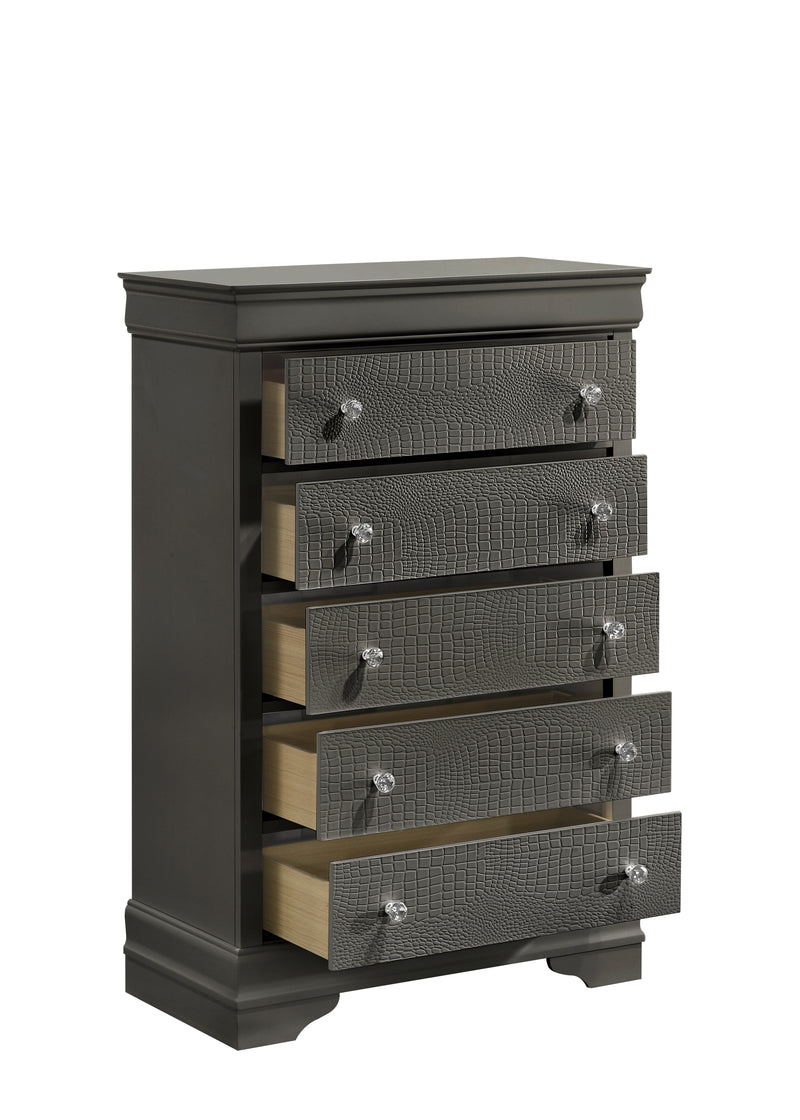 Galaxy Home Blaze Gray 5 Drawer Chest
