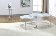 Steve Silver Rayne White Faux Marble Top Round End