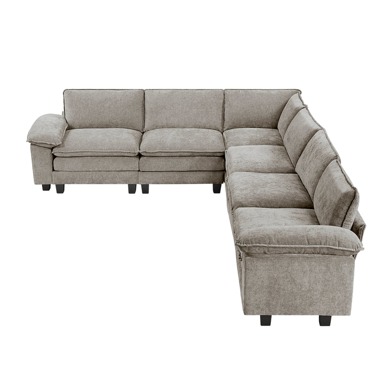 Home Elegance Dublin Pewter 6pc Modular Sectional