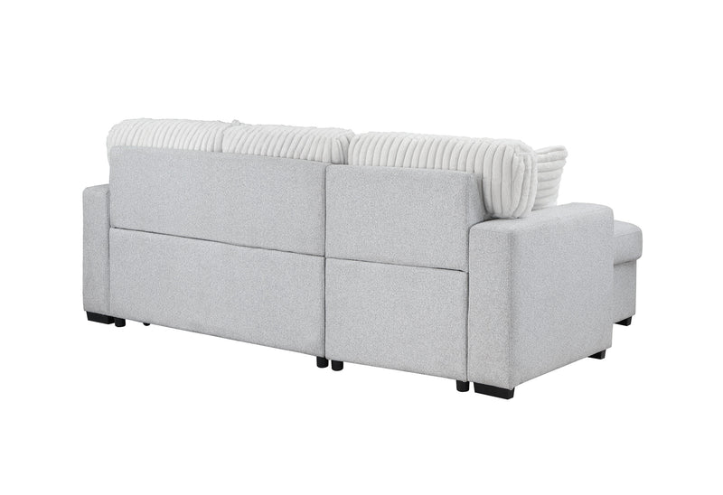 Global Furniture U0204 Light Grey White Reversible Pull Out Sofa Bed