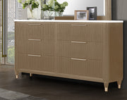 Crown Mark Kara Cerused Natural Dresser and Mirror