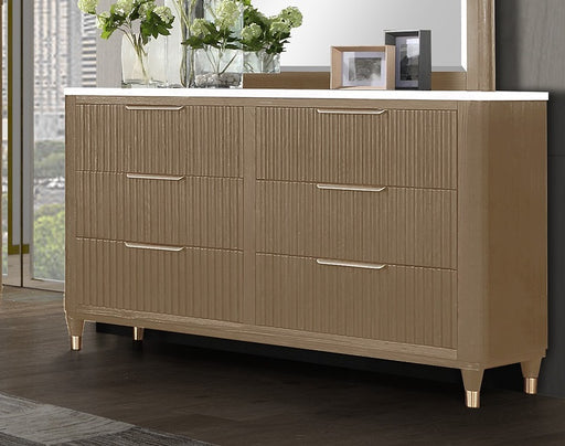 Crown Mark Kara Cerused Natural Dresser and Mirror