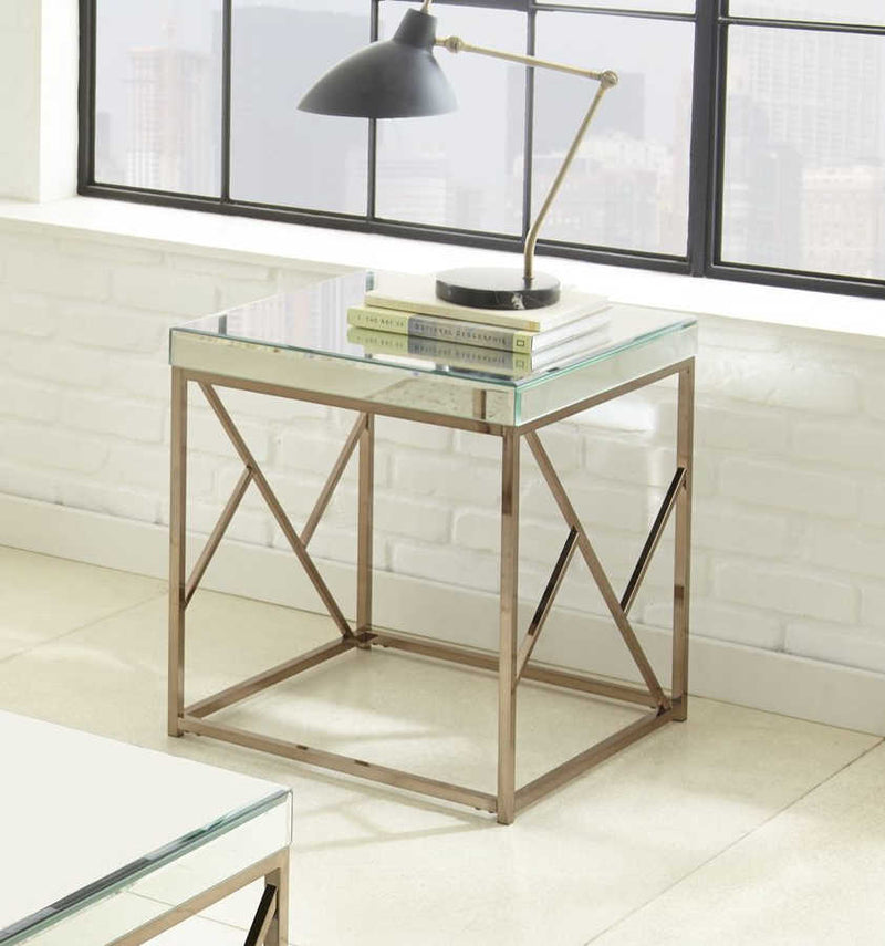Steve Silver Evelyn Copper Chrome End Table
