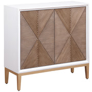 Coaster Furniture Gretchen Distressed White Brown Fluted Parquet Cabinet