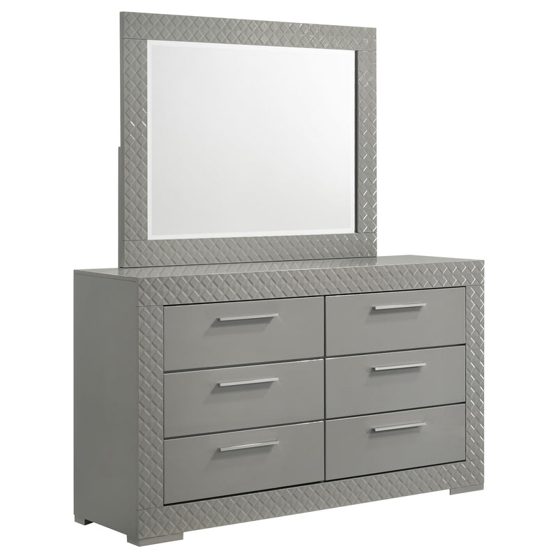 Coaster Furniture Ives Grey High Gloss Dresser and Mirror