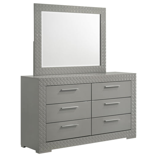 Coaster Furniture Ives Grey High Gloss Dresser and Mirror