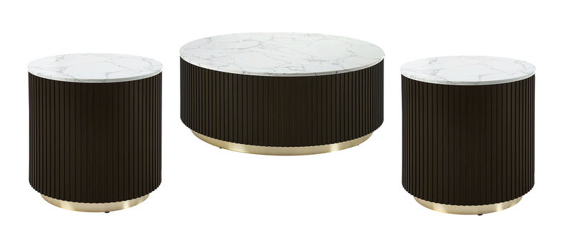 Acme Furniture Clayten White Espresso 3pc Coffee Table Set