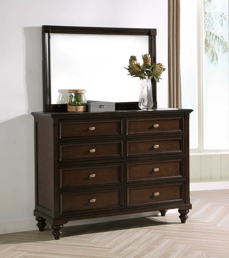 Coaster Furniture Andover Dark Oak Brown 8 Drawer Dresser and Mirror