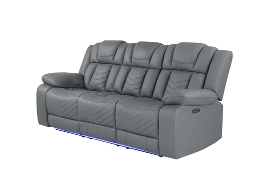 Global Furniture U7068 Grey Power Reclining Sofa with Drop Down Table