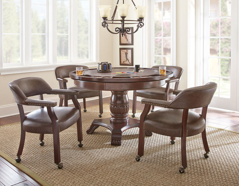 Steve Silver Tournament Cherry Brown 5pc Dining Game Table Set