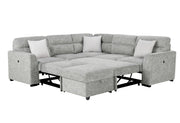 Global Furniture U9401 Nickel Sectional with 3 Pillows and Ottoman