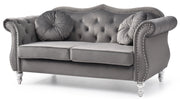 Glory Furniture Hollywood Dark Gray Velvet Fabric Loveseat