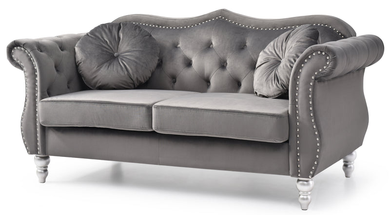 Glory Furniture Hollywood Dark Gray Velvet Fabric Loveseat