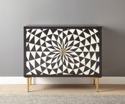 Steve Silver Benzara Black White 2 Door Bone Inlay Sideboard