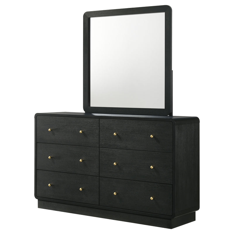 Coaster Furniture Cavelle Black 6 Drawer Dresser and Mirror