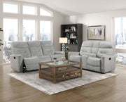 Home Elegance Lyndon Gray Double Reclining Love Seat with Console