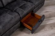 Global Furniture U7303 Domino Granite Reclining Sofa with Drop Down Table and Drawer