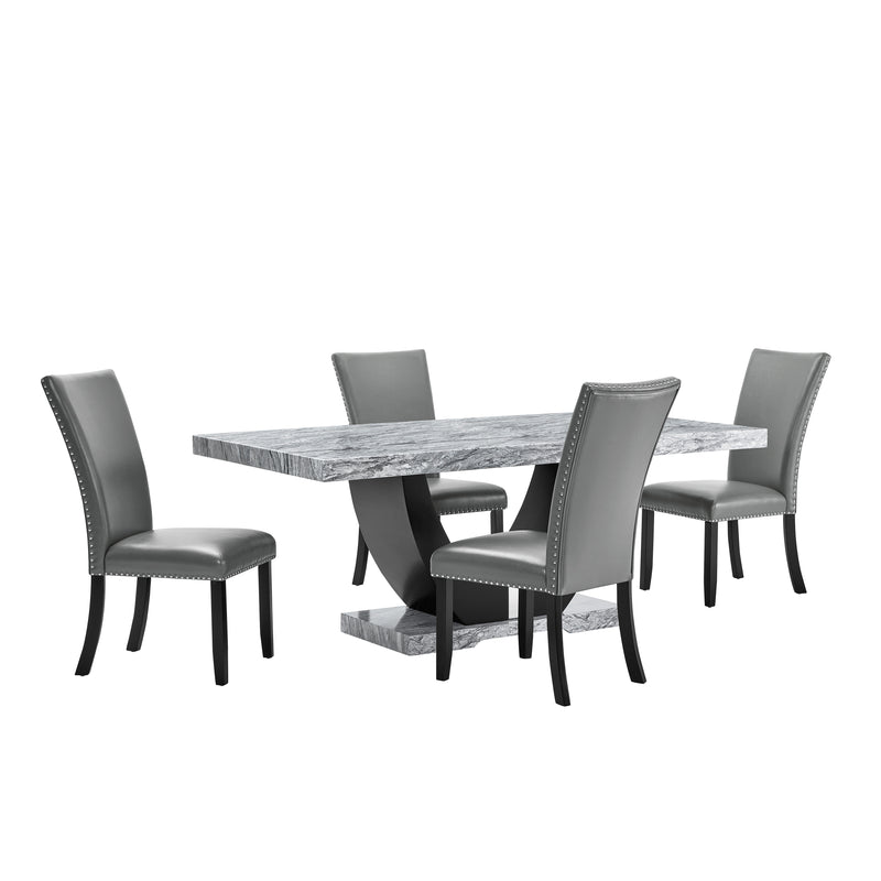 New Classic Furniture Lyra Gray Black 5pc Dining Room Set