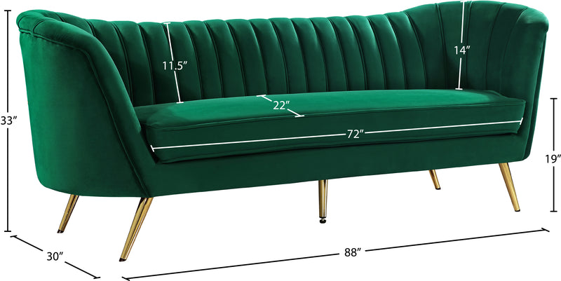 Meridian Furniture Margo Green Velvet Sofa